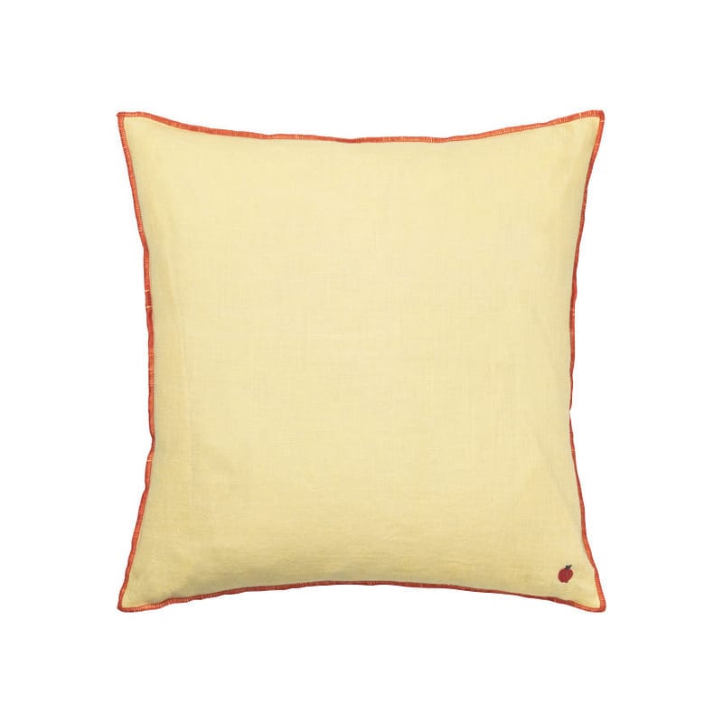 Décoration - Coussins - Coussin Contrast tissu jaune / 40 x 40 cm - Lin - Ferm Living - Jaune citron -  Duvet,  Plumes, Lin