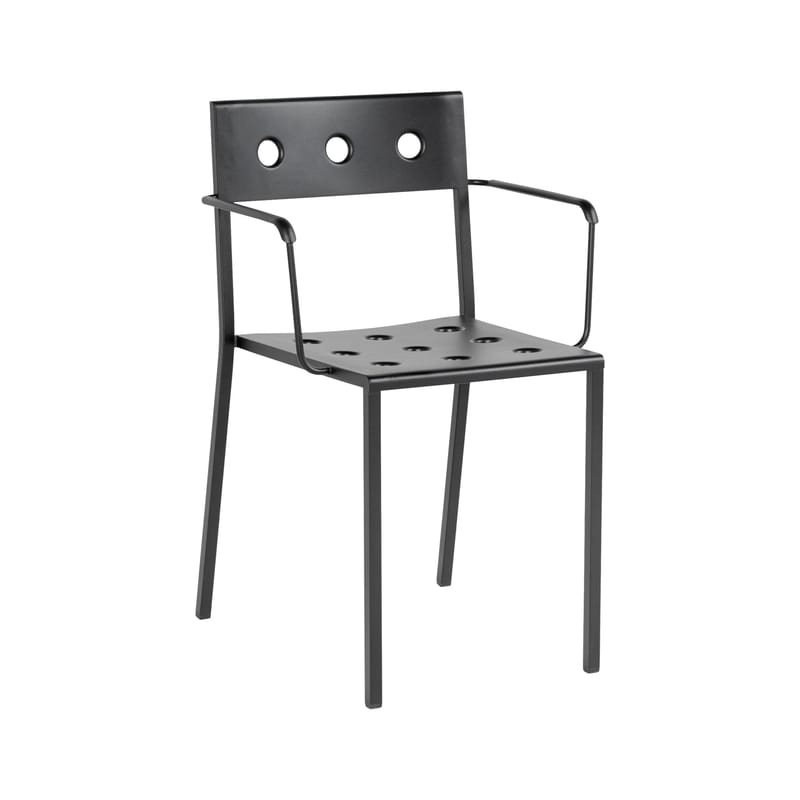 Mobilier - Chaises, fauteuils de salle à manger - Fauteuil empilable Balcony métal noir / Bouroullec, 2022 - Hay - Anthracite - Acier peinture poudre