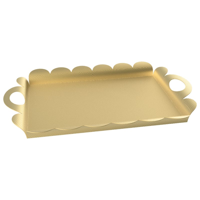 Tavola - Vassoi e piatti da portata - Piano/vassoio Recinto metallo oro / Ottone - 52 x 35 cm - Alessi - Ottone - Ottone