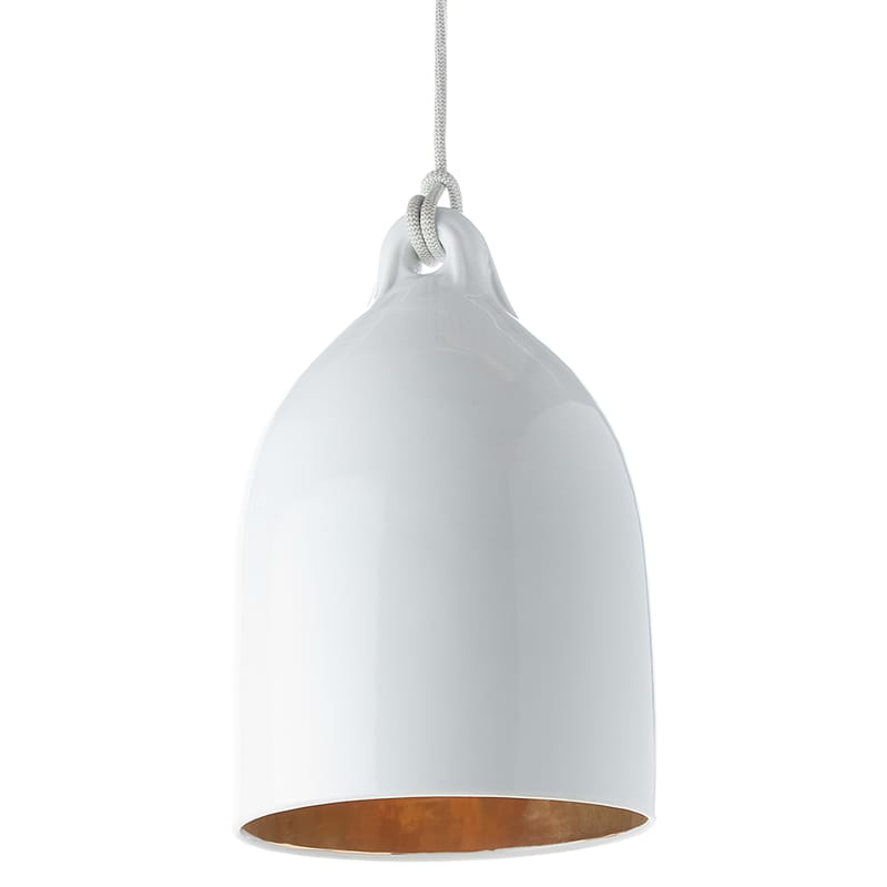 Luminaire - Suspensions - Suspension Bufferlamp céramique blanc or - Pols Potten - Blanc brillant & Intérieur doré - Porcelaine