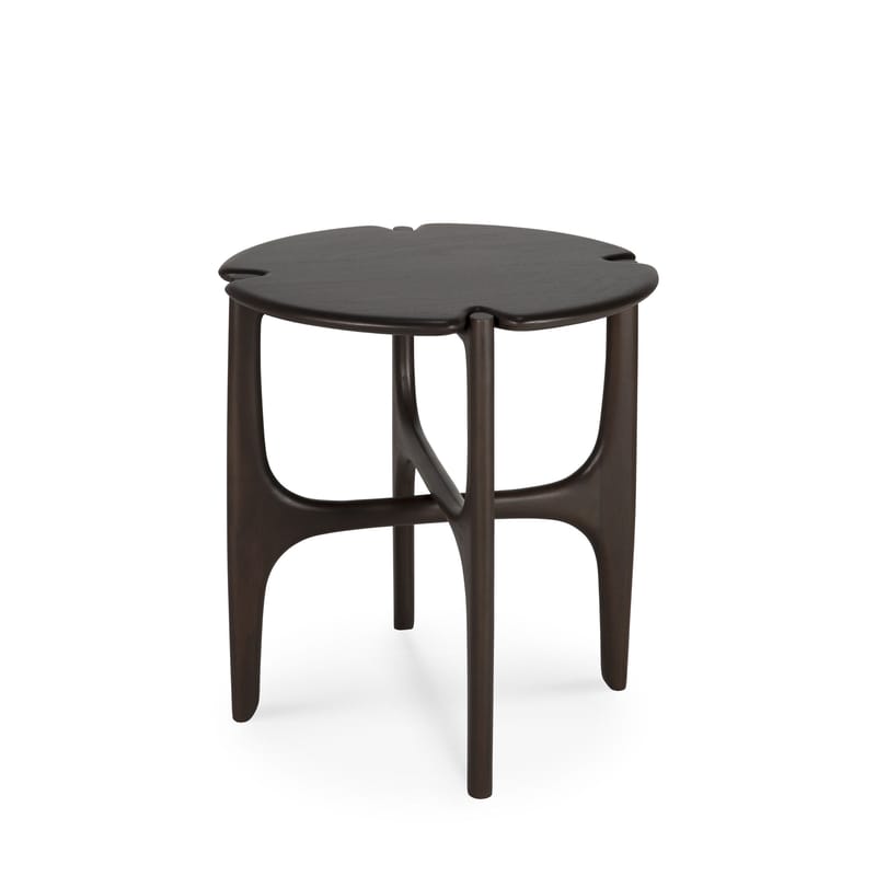Mobilier - Tables basses - Table d\'appoint Polished Imperfect marron noir bois naturel / Acajou - Ø 47 x H 50 cm - Ethnicraft - Acajou - Acajou massif teinté