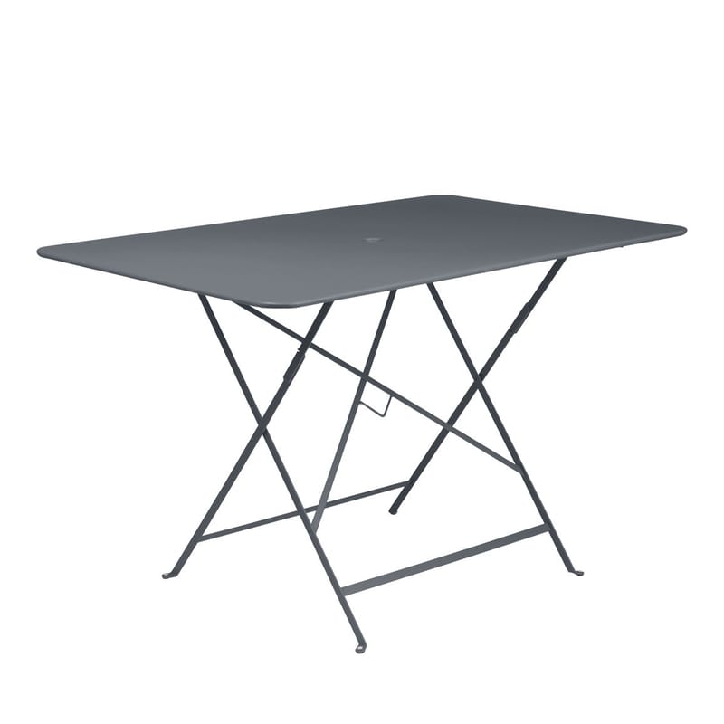 Jardin - Tables de jardin - Table pliante Bistro métal noir / 117 x 77 cm - 6 personnes - Trou parasol - Fermob - Carbone - Acier peint