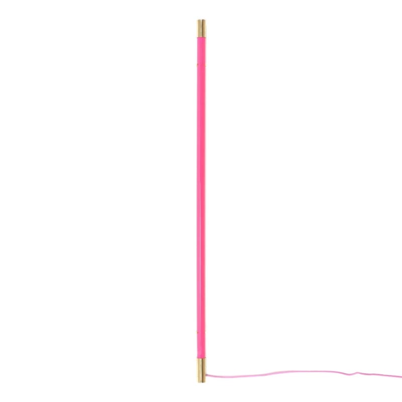 Luminaire - Lampadaires - Applique avec prise Linea Gold verre rose LED / L 127 cm - Seletti - Fuchsia / Embouts or - Métal, Verre