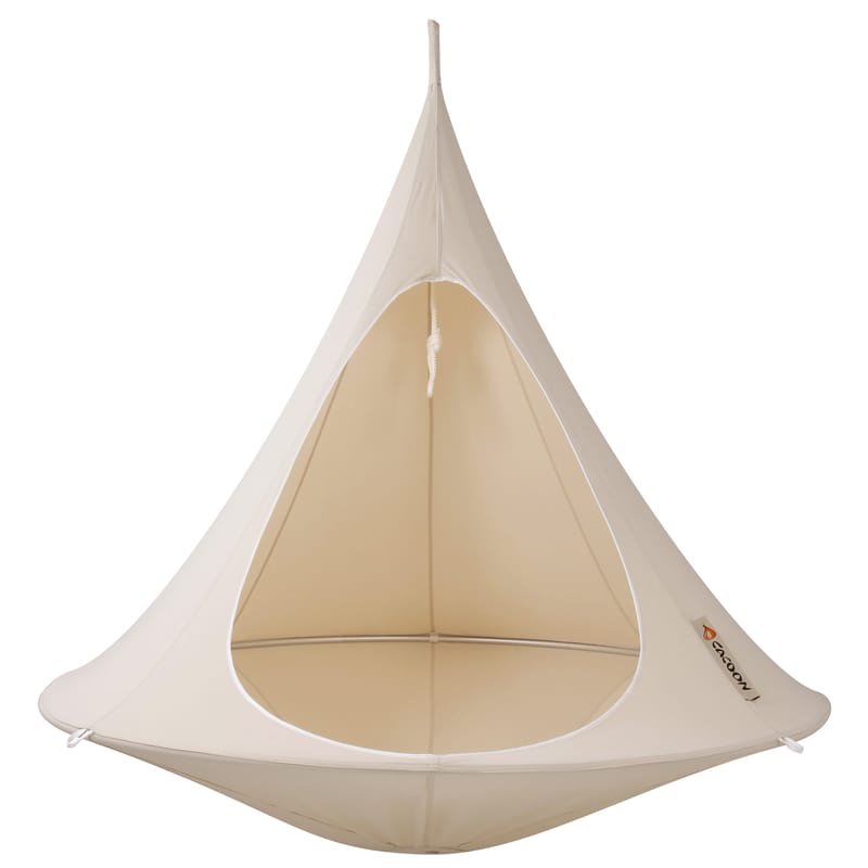 Outdoor - Sun Loungers & Hammocks - Hanging armchair - Double Hanging chair by Cacoon - Natural white - Anodized aluminium, Cloth