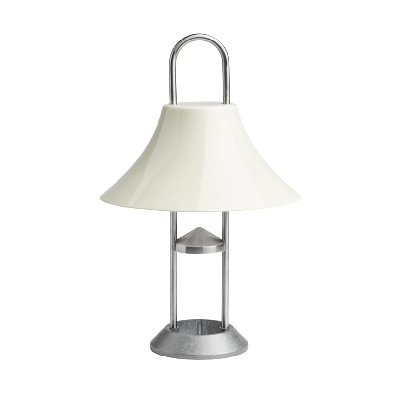 Leuchten - Tischleuchten - Kabellose, wiederaufladbare Außenlampe Mousqueton metall weiß Weißmetall / Für den Außenbereich - Hay - Weiß - Stahl, Zinklegierung