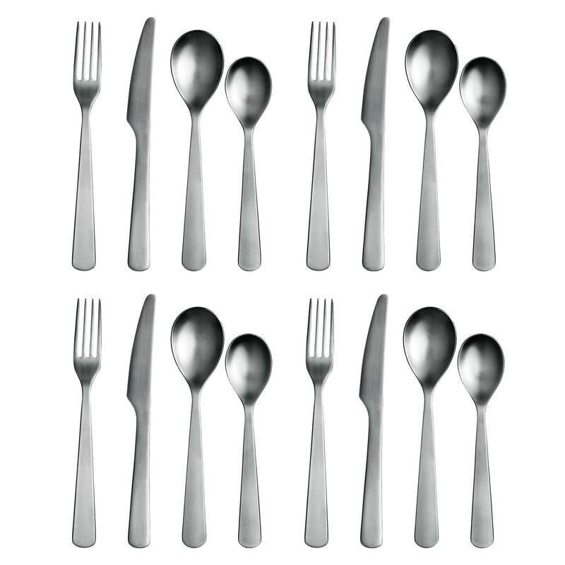 Tableware - Cutlery - Normann Kitchen cupboard metal Cutlery gift box 16 pcs - Normann Copenhagen - Mat steel - Steel