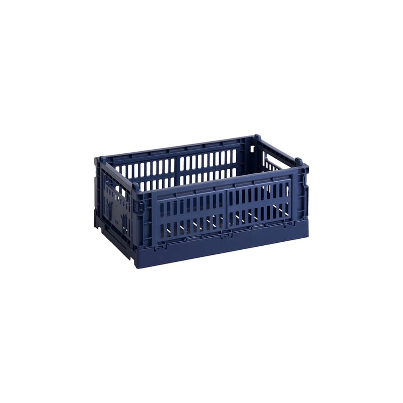 Dekoration - Für Kinder - Korb Colour Crate plastikmaterial blau Small / 17 x 26,5 cm - Recycelt - Hay - Dunkelblau - Recyceltes Polypropylen