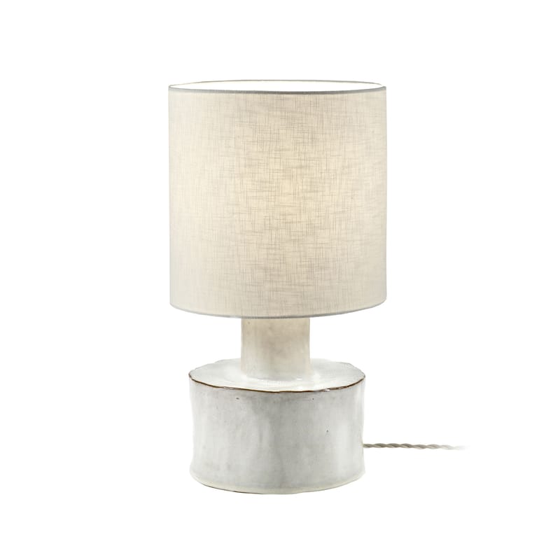 Luminaire - Lampes de table - Lampe de table Catherine céramique blanc / Grès & tissu - Ø 25 x H 47 cm - Serax - Blanc / beige - Grès