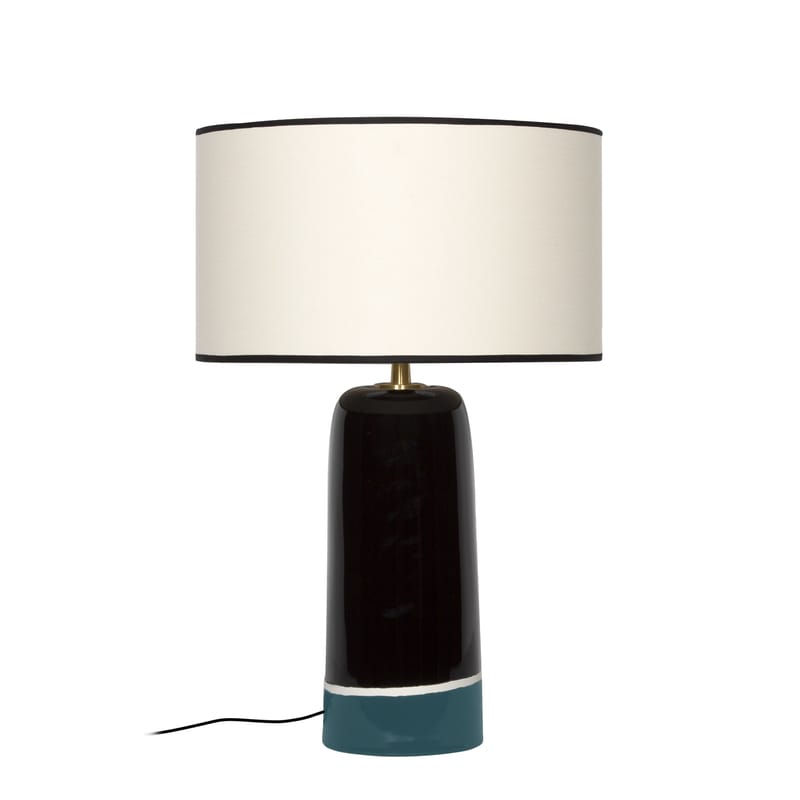 Luminaire - Lampes de table - Lampe de table Sicilia Large céramique bleu / H 60 cm - Maison Sarah Lavoine - Bleu Sarah - Céramique, Coton
