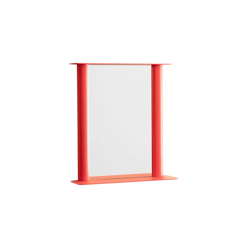 Décoration - Miroirs - Miroir mural Pipeline Small métal rouge / L 56 x H 60.6 cm - raawii - Rouge - Aluminium, Verre