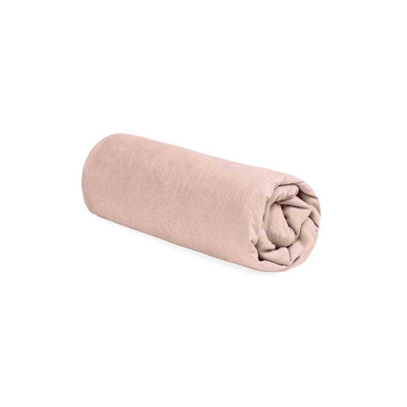 Dekoration - Wohntextilien - Spannbetttuch 140 x 200 cm  textil rosa / 140 x 200 cm - Leinen gewaschen - Au Printemps Paris - Rosa - Gewaschenes Leinen