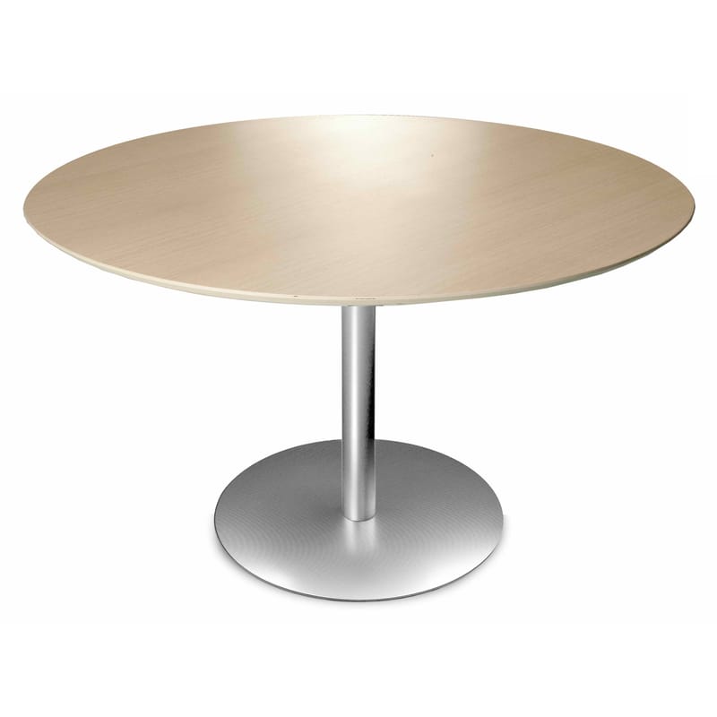 Mobilier - Tables - Table ronde Rondo blanc bois naturel / Ø 120 cm - Lapalma - Chêne blanchi - Acier inoxydable, Chêne blanchi