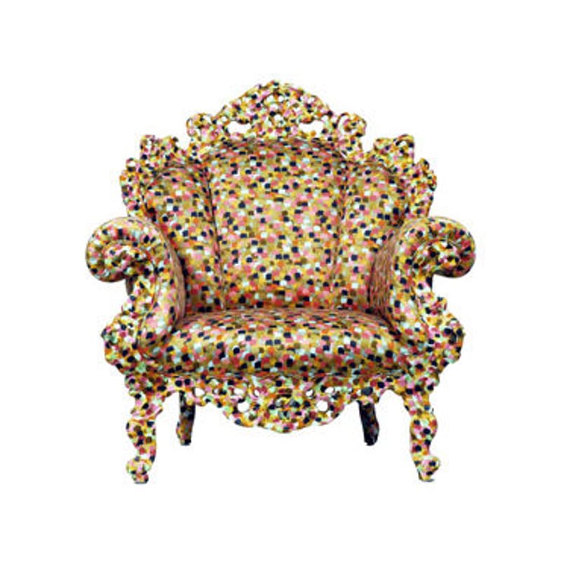 Möbel - Lounge Sessel - Gepolsterter Sessel Proust textil bunt / Alessandro Mendini, 1978 - Stoff & Holz - Cappellini - Dunkle Farben - geschäumtes Polyurhethan, Gewebe, massive Buche