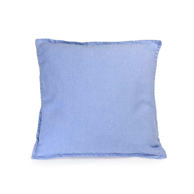 Dekoration - Kissen - Kissen  textil blau / 40 x 40 cm - Leinen gewaschen - Au Printemps Paris - Himmelblau - Gewaschenes Leinen, Polyesterfaser
