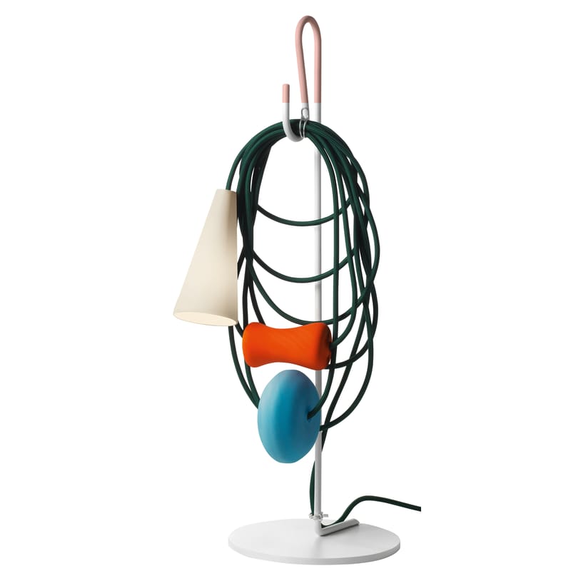 Luminaire - Lampes de table - Lampe de table Filo métal verre céramique multicolore / H 58 cm - Foscarini - Teodora - Métal verni, Porcelaine, Tissu