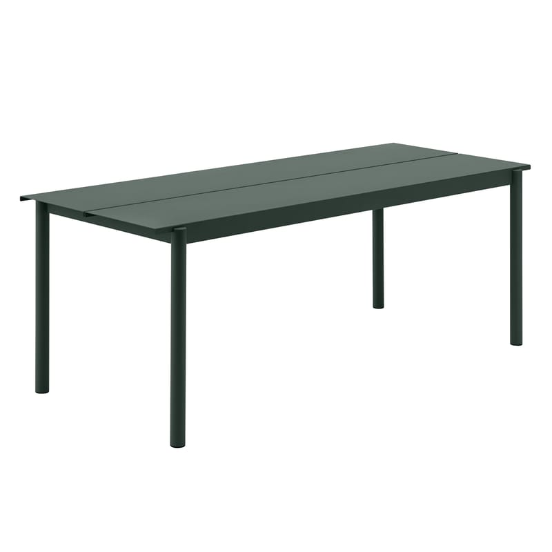 Jardin - Tables de jardin - Table rectangulaire Linear métal vert / 200 x 75 cm - Muuto - Vert foncé - Acier revêtement poudre