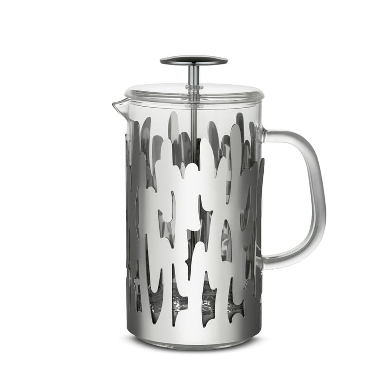 Tavola - Caffè - Caffettiera a stantuffo Barkoffee vetro metallo / 8 tazze - per caffè, tè, tisane - Alessi - Acciaio - Acciaio inossidabile, Vetro