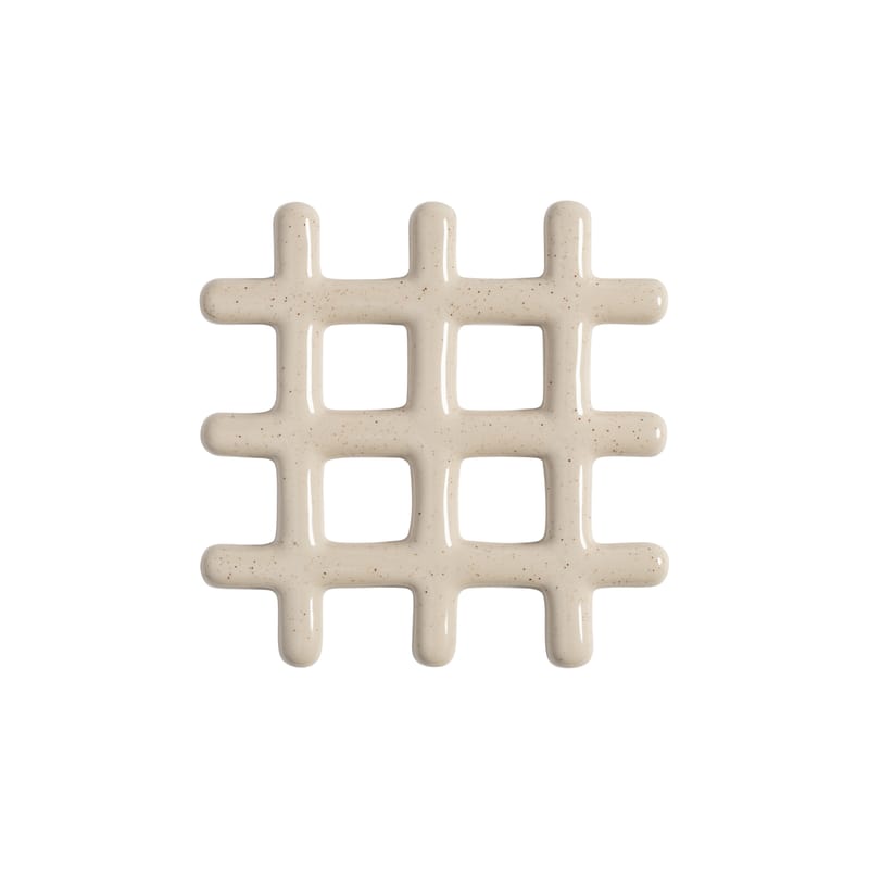 Table et cuisine - Dessous de plat - Dessous de plat Grid céramique beige / 19 x 19 cm - Grès - & klevering - Beige - Grès