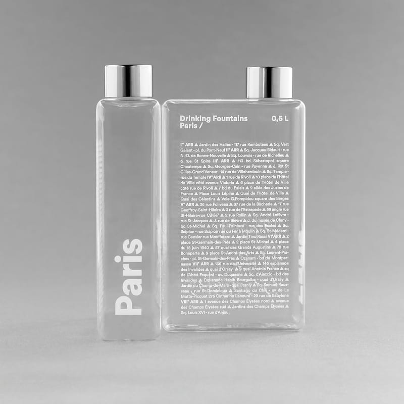 Dossiers - Les bonnes affaires - Gourde Phil - Paris plastique transparent / Bouteille nomade plastique écologique - 500 ml - Palomar - Paris - Aluminium, Plastique écologique