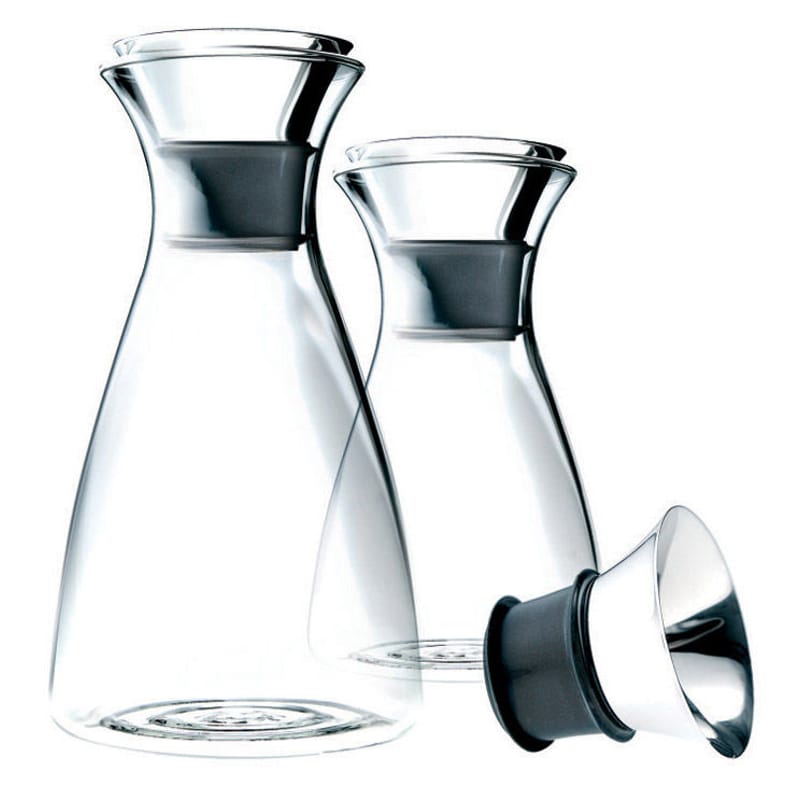 Tisch und Küche - Karaffen - Karaffe Stoppe-goutte metall glas transparent Tropffrei - 1 L - Eva Solo - Durchsichtig - Glas, rostfreier Stahl, Silikon