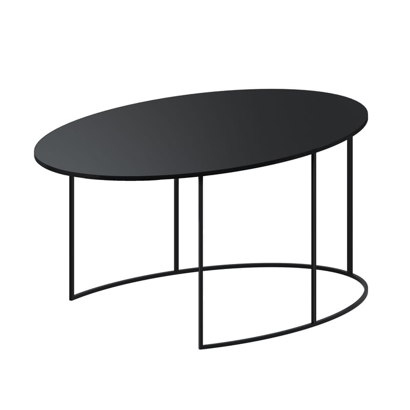 Mobilier - Tables basses - Table basse Slim Irony métal noir ovale / 120 x 75 x H 46 cm - Zeus - Noir cuivré - Acier