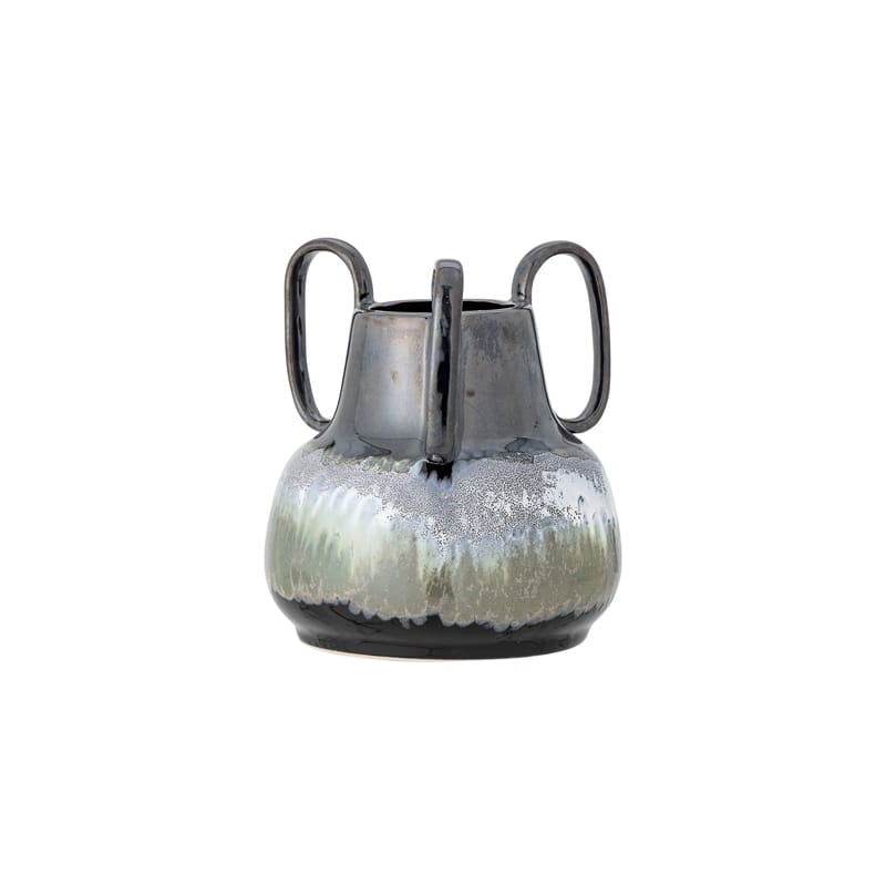 Décoration - Vases - Vase Selim céramique noir / Ø 18 x H 20 cm - Bloomingville - Noir / Emaillage ton vert-bleu - Grès émaillé
