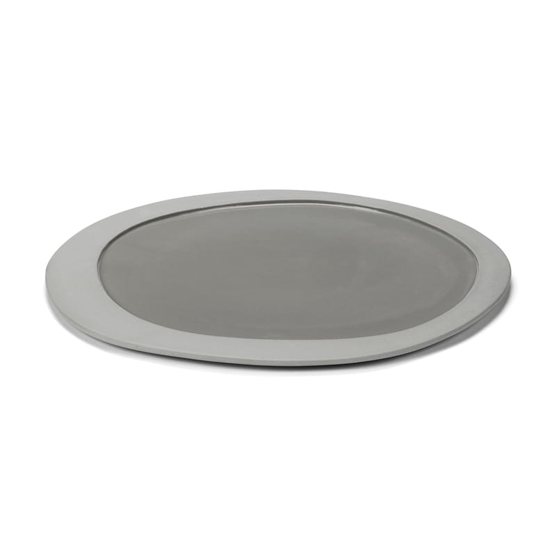 Table et cuisine - Assiettes - Assiette Inner Circle céramique gris / Large - 33 x 30 cm / Grès - valerie objects - Gris clair - Grès