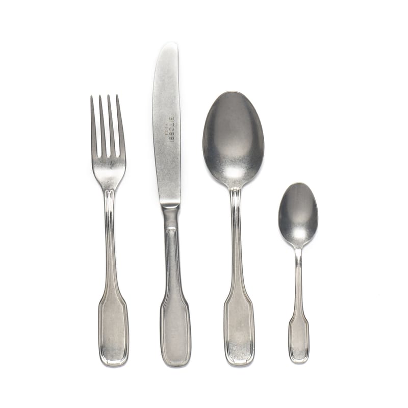 Tisch und Küche - Besteck - Besteck Set Vintage metall grau silber / 24 Teile - Bitossi Home - Stahl, Oberfläche matt - Stahl