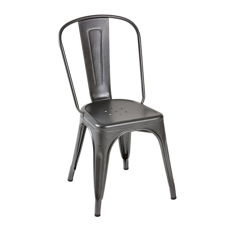Mobilier - Chaises, fauteuils de salle à manger - Chaise empilable A Outdoor métal gris / Inox Couleur - Pour l\'extérieur - Tolix - Gris Martelé (mat fine texture) - Acier inoxydable laqué