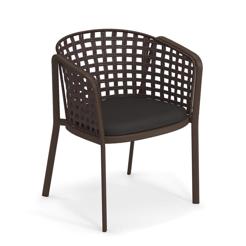 Mobilier - Chaises, fauteuils de salle à manger - Fauteuil Carousel / Corde synthétique - Emu - Marron d\'Inde / Corde marron - Aluminium, Corde synthétique