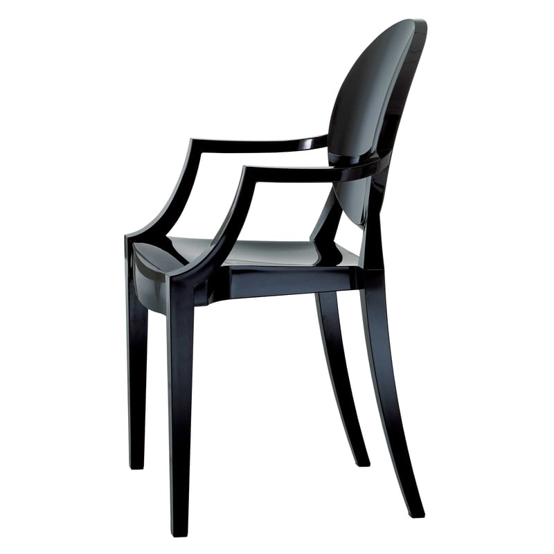 Mobilier - Chaises, fauteuils de salle à manger - Fauteuil empilable Louis Ghost  / Philippe Starck, 2002 - Polycarbonate 2.0 - Kartell - Noir opaque - Polycarbonate 2.10