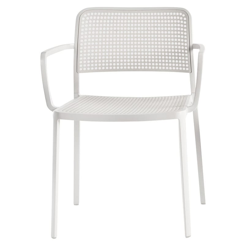 Furniture - Chairs - Audrey Stackable armchair plastic material white Lacquered structure - Kartell - White structure / white - Lacquered aluminium, Polypropylene