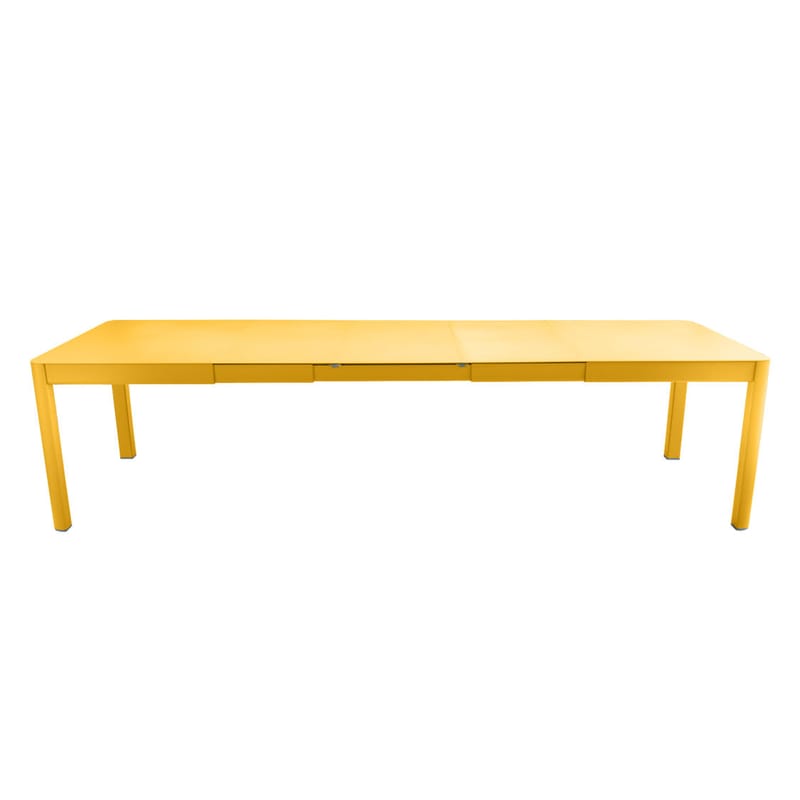 Jardin - Tables de jardin - Table à rallonge Ribambelle XL métal jaune /  149/299 x 100 cm - 6 à 14 personnes - Fermob - Miel texturé - Aluminium