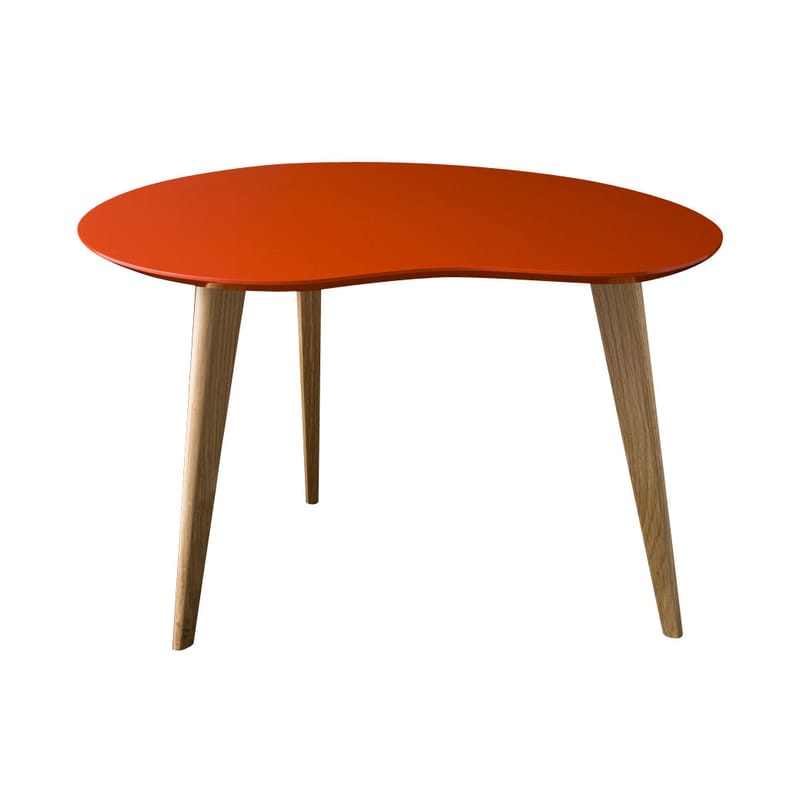 Mobilier - Tables basses - Table basse Lalinde Small haricot rouge bois naturel / L 63cm / Pieds bois - Sentou Edition - Rouge / Pieds chêne - Chêne, MDF laqué