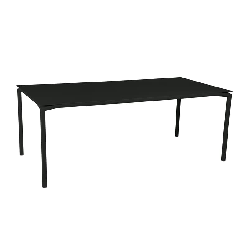 Jardin - Tables de jardin - Table rectangulaire Calvi métal noir / 195 x 95 cm - Aluminium / 10 à 12 personnes - Plateau démontable - Fermob - Réglisse - Aluminium peint