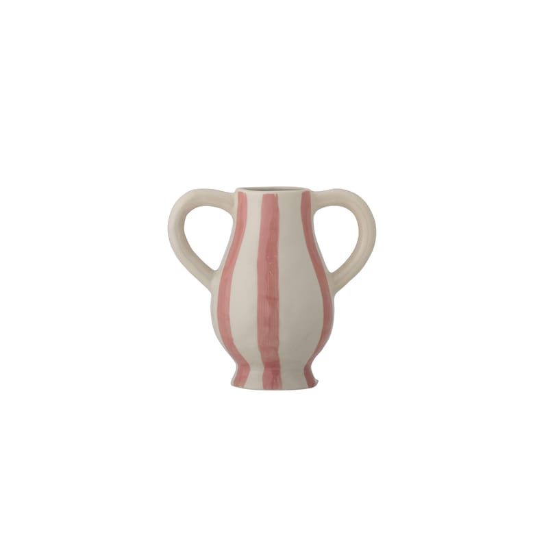 Décoration - Vases - Vase Binti céramique rose / Ø 9,5 x H 15 cm - Bloomingville - Rose & blanc - Grès émaillé