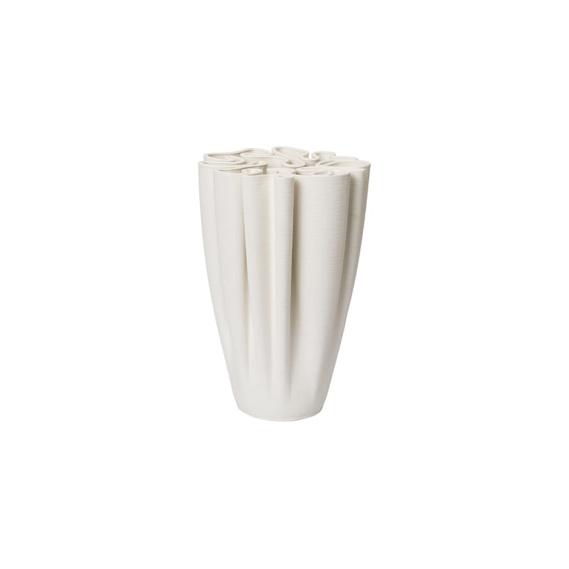 Décoration - Vases - Vase Dedali céramique blanc / Ø 17 x H 25 cm - Ferm Living - Blanc cassé - Grès