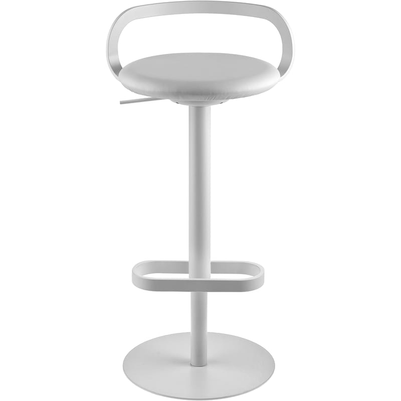 Furniture - Bar Stools - Mak Adjustable bar stool leather white Pivoting - Leather padded seat - Lapalma - White leather seat / White frame - Lacquered stainless steel, Leather