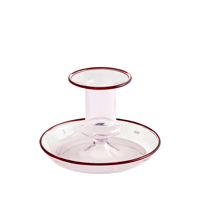 Décoration - Bougeoirs, photophores - Bougeoir Flare Small verre rose / H 7,5 cm - Hay - Rose - Verre borosilicate teinté
