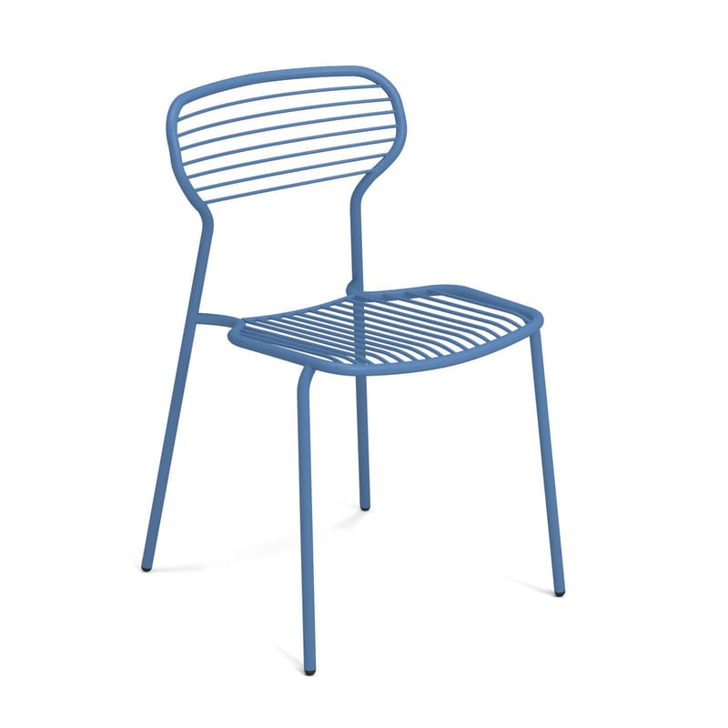 Mobilier - Chaises, fauteuils de salle à manger - Chaise empilable Apero métal bleu - Emu - Bleu clair - Acier verni
