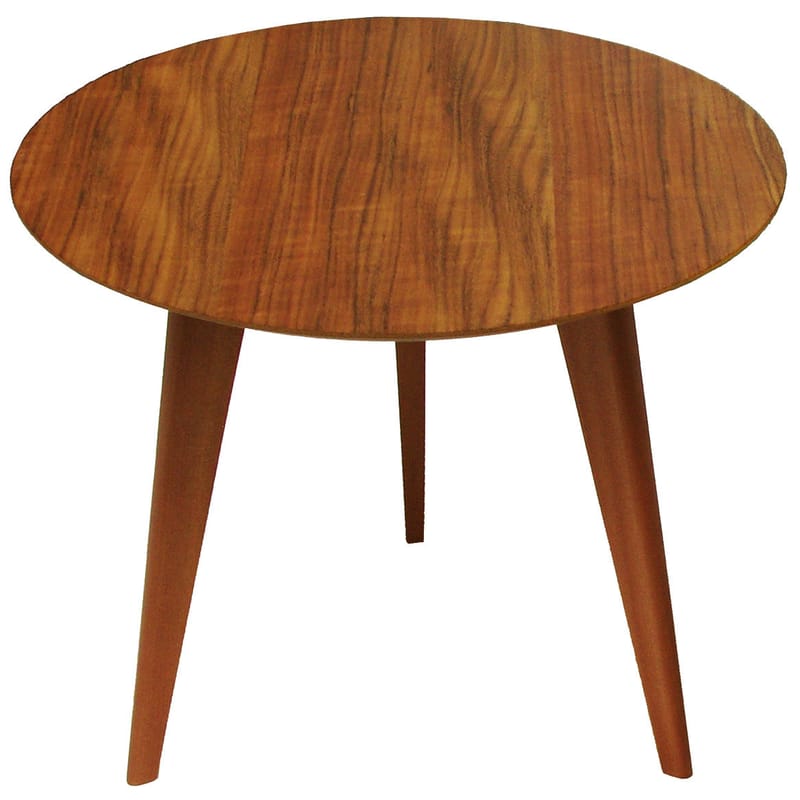 Furniture - Coffee Tables - Lalinde Ronde Large Coffee table natural wood Round - Large Ø 55 cm / Wood legs - Sentou Edition - Teak / Wood legs - Solid oak, Teak veneer MDF