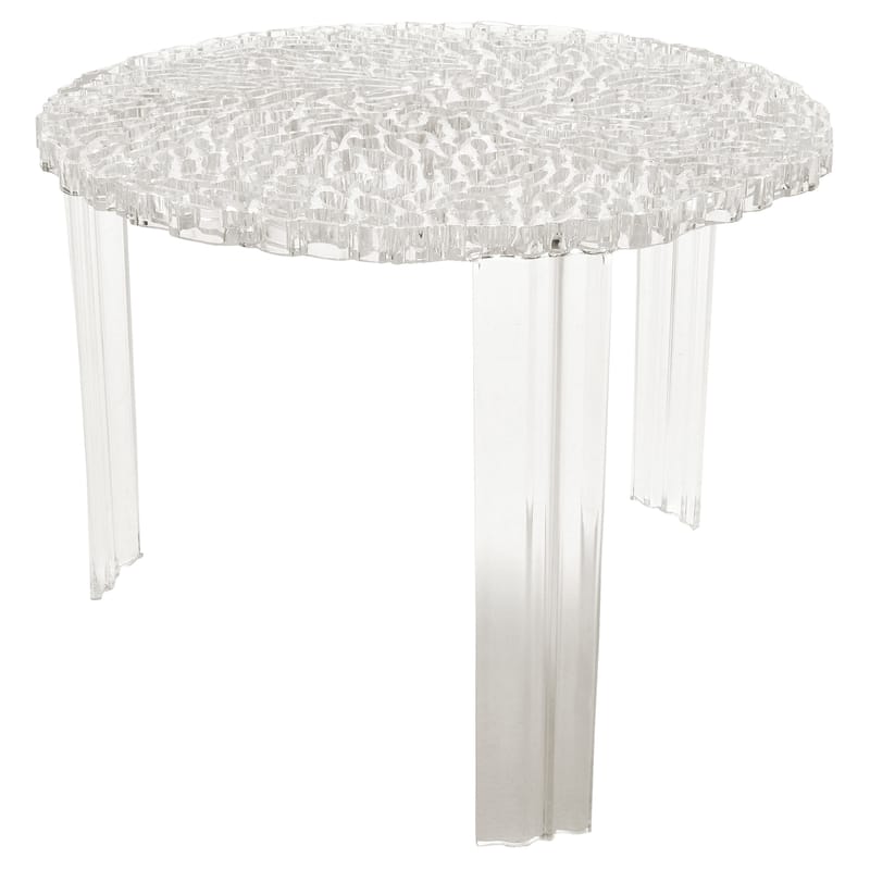 Furniture - Coffee Tables - T-Table Alto Coffee table plastic material transparent H 44 cm - Kartell - Cristal - PMMA
