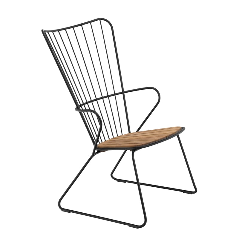 Möbel - Lounge Sessel - Lounge Sessel Paon metall schwarz holz natur / Metall & Bambus - Houe - Schwarz - Bambus, Pulverbeschichteter Stahl