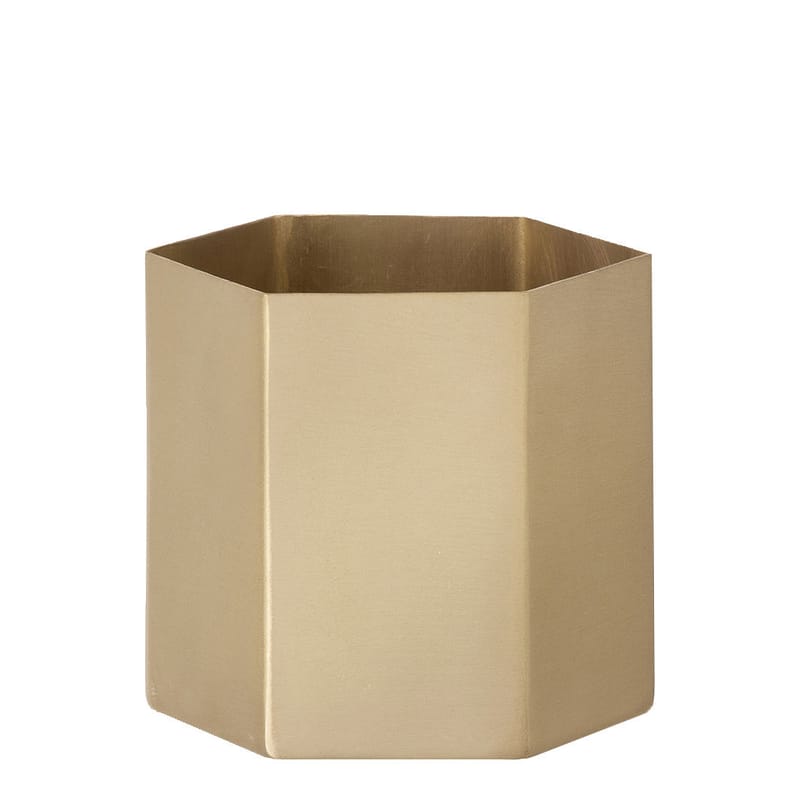 Accessories - Desk & Office Accessories - Hexagon Small Flowerpot by Ferm Living - Gold - Brass