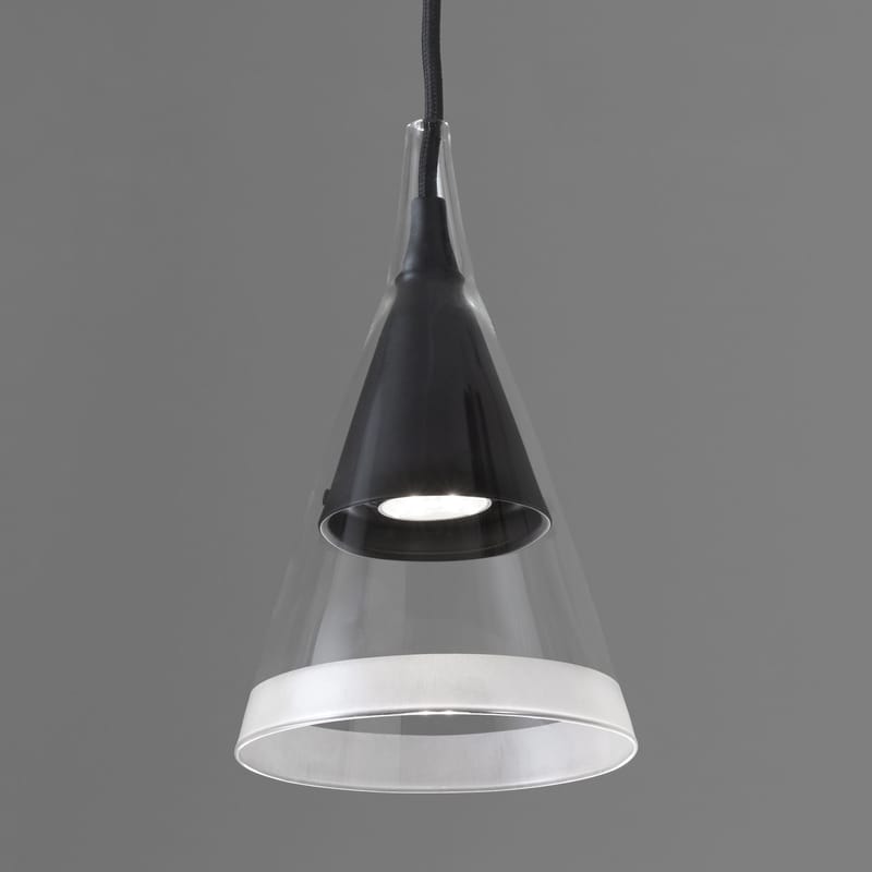 Lighting - Pendant Lighting - Vigo Pendant metal glass black LED - H 40 cm - Artemide - Black - Blown glass, Tinted metal