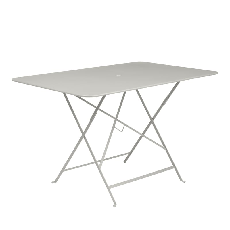 Jardin - Tables de jardin - Table pliante Bistro métal gris / 117 x 77 cm - 6 personnes - Trou parasol - Fermob - Gris argile - Acier peint