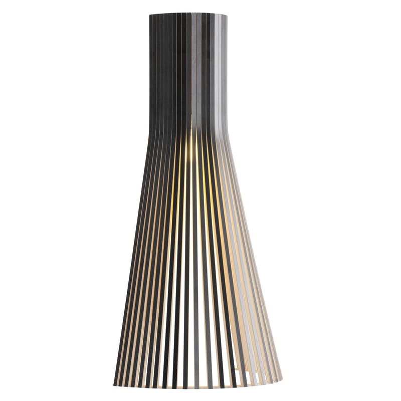 Lighting - Wall Lights - Secto L Wall light with plug wood black / H 60 cm - Secto Design - Black - Laminated birch slats