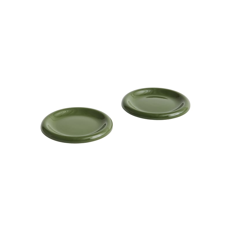 Table et cuisine - Assiettes - Assiette à dessert Barro céramique vert / Ø 18 cm - Set de 2 - Hay - Vert - Grès