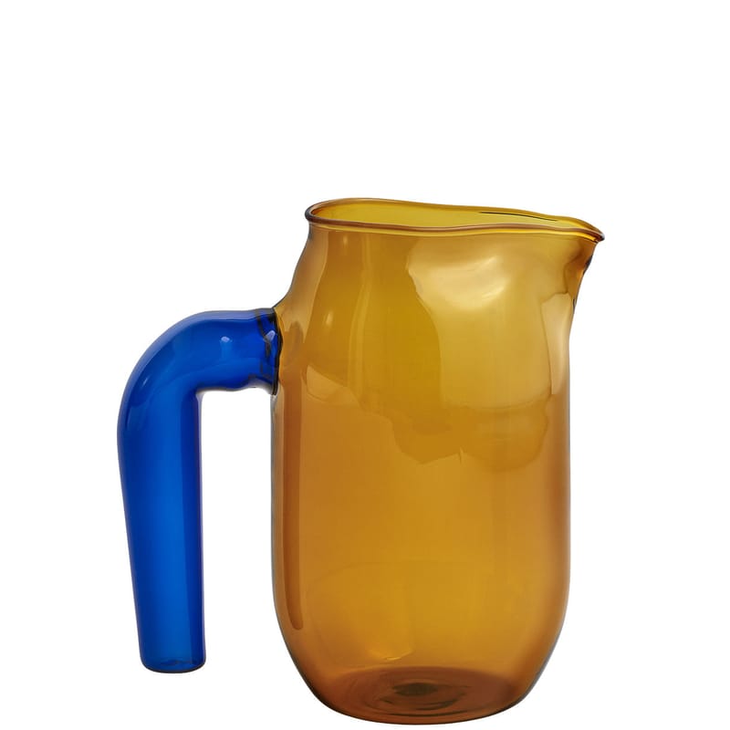 Table et cuisine - Carafes et décanteurs - Carafe Jug Small verre orange / Ø 10 x H 16,5 cm - Hay - Ambre & bleu - Verre borosilicaté