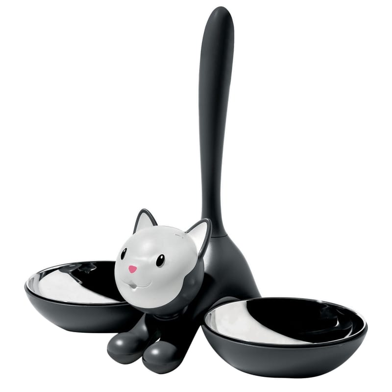 Decoration - Pets - Tigrito Dish metal plastic material black For cats - Alessi - Black - Polypropylene, Stainless steel